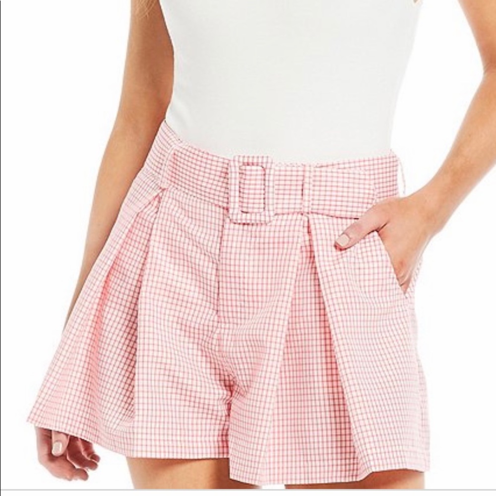 Gianni Bini Large Belted Pink & Ivory High Rise Shorts NWT